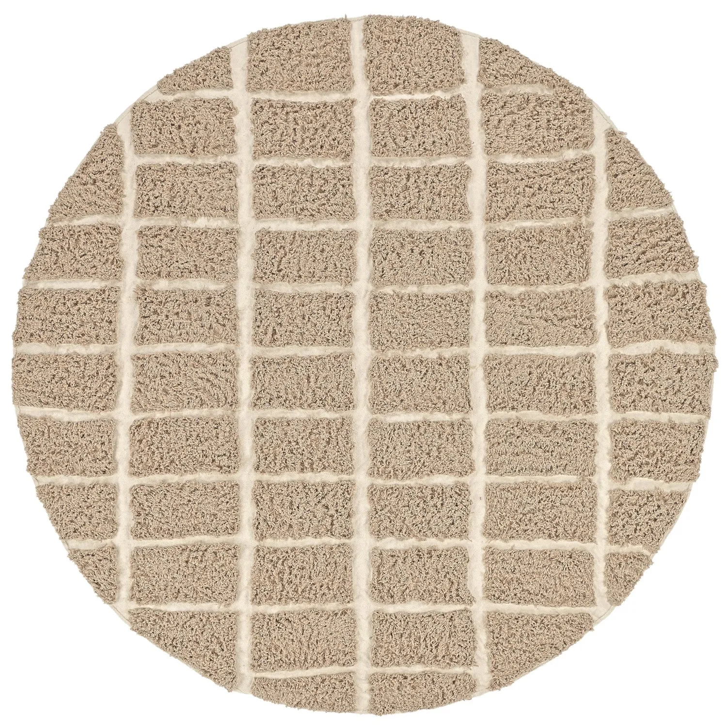 Rundt tæppe - Zola Natural Cotton Shaggy (beige)