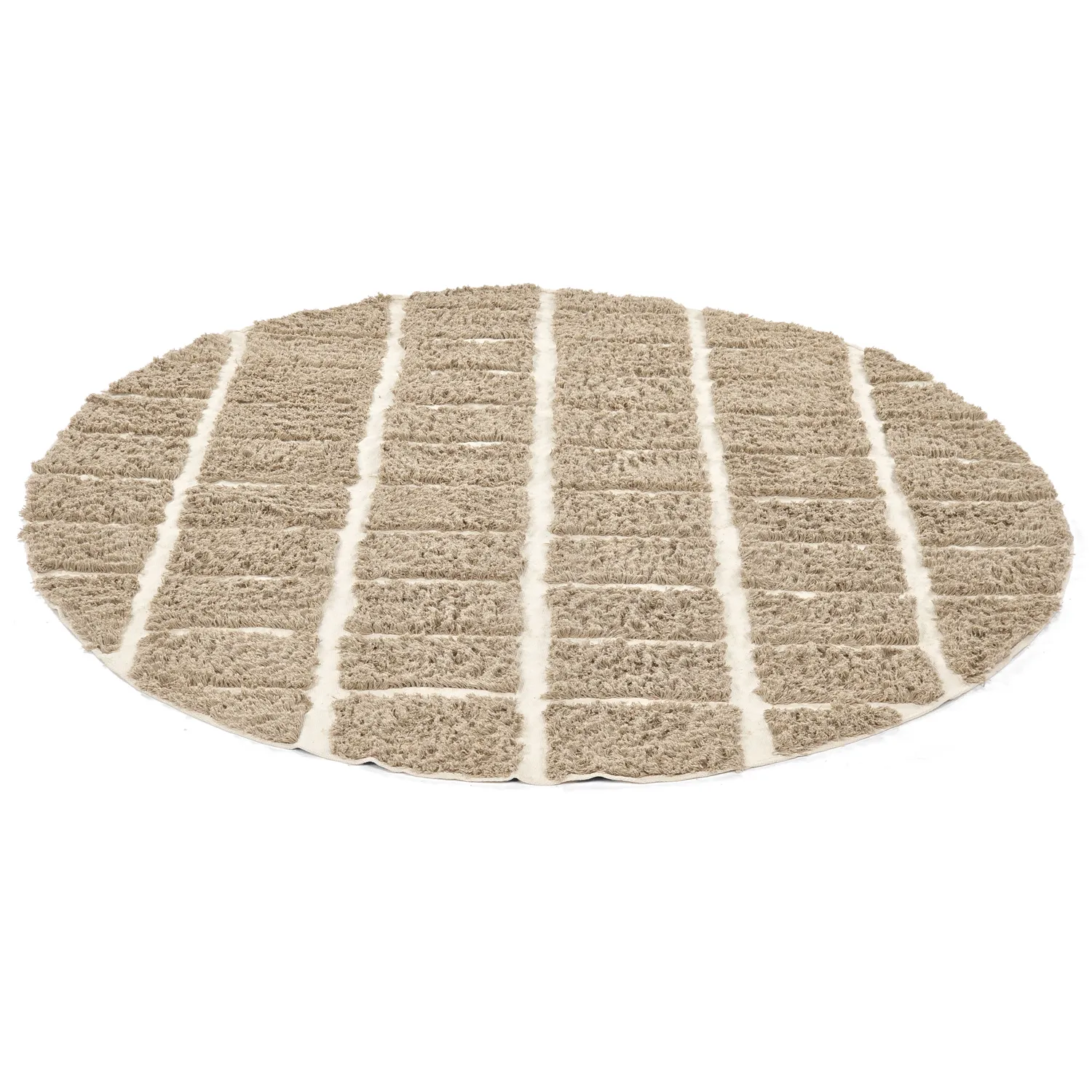 Rundt tæppe - Zola Natural Cotton Shaggy (beige)