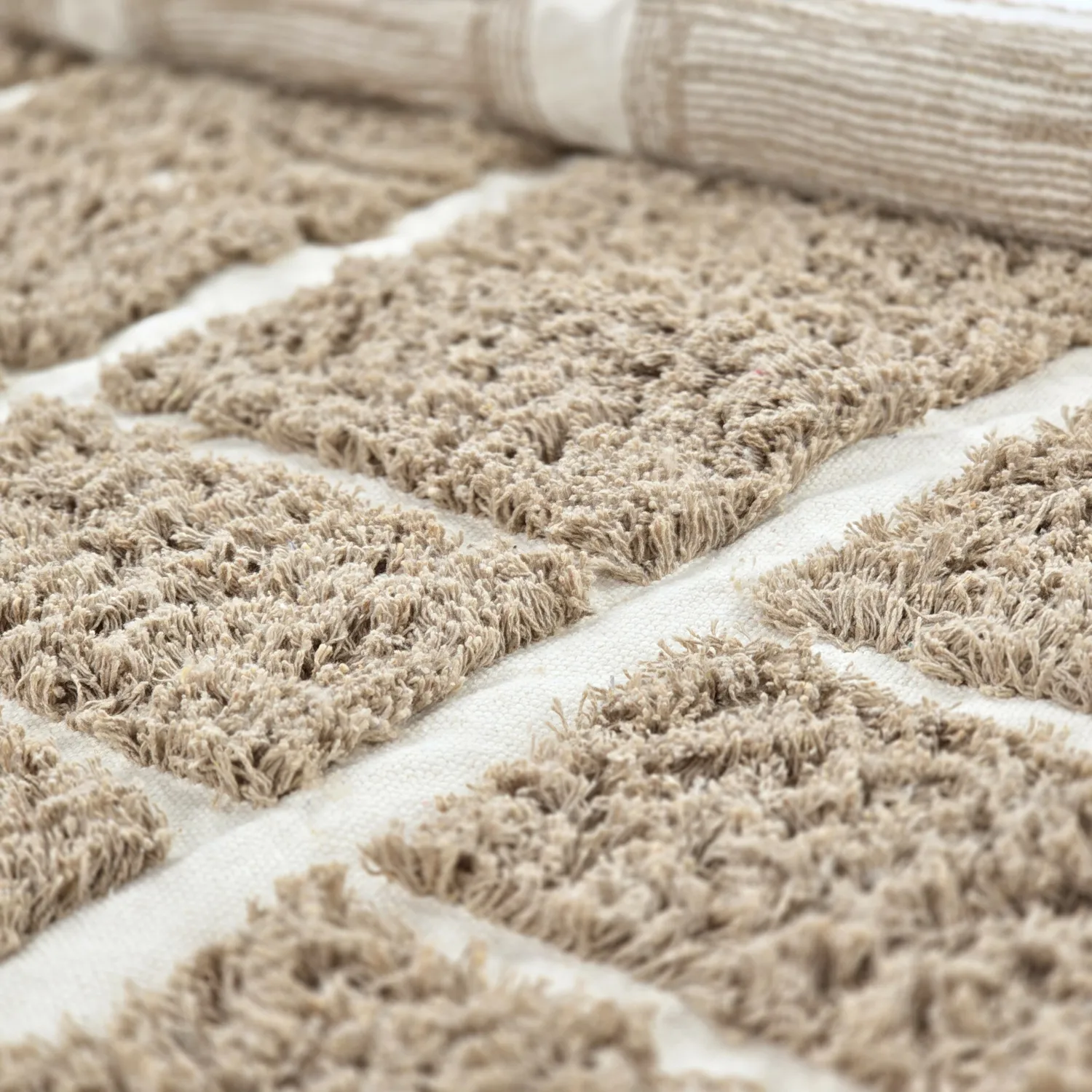 Rundt tæppe - Zola Natural Cotton Shaggy (beige)