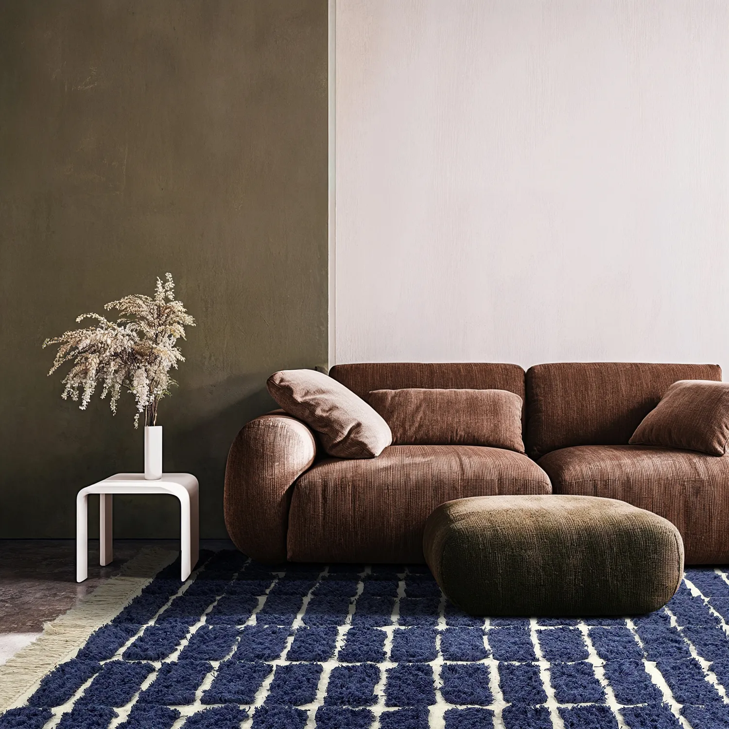 Ryatæpper - Zola Natural Cotton Shaggy (blå)