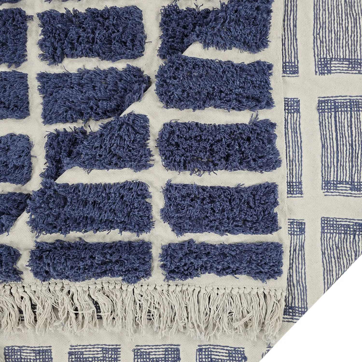 Ryatæpper - Zola Natural Cotton Shaggy (blå)