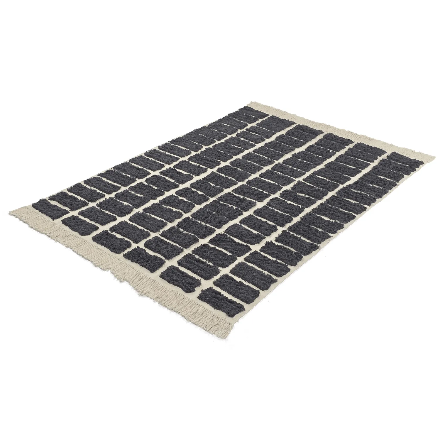 Ryatæpper - Zola Natural Cotton Shaggy (mørkegrå)