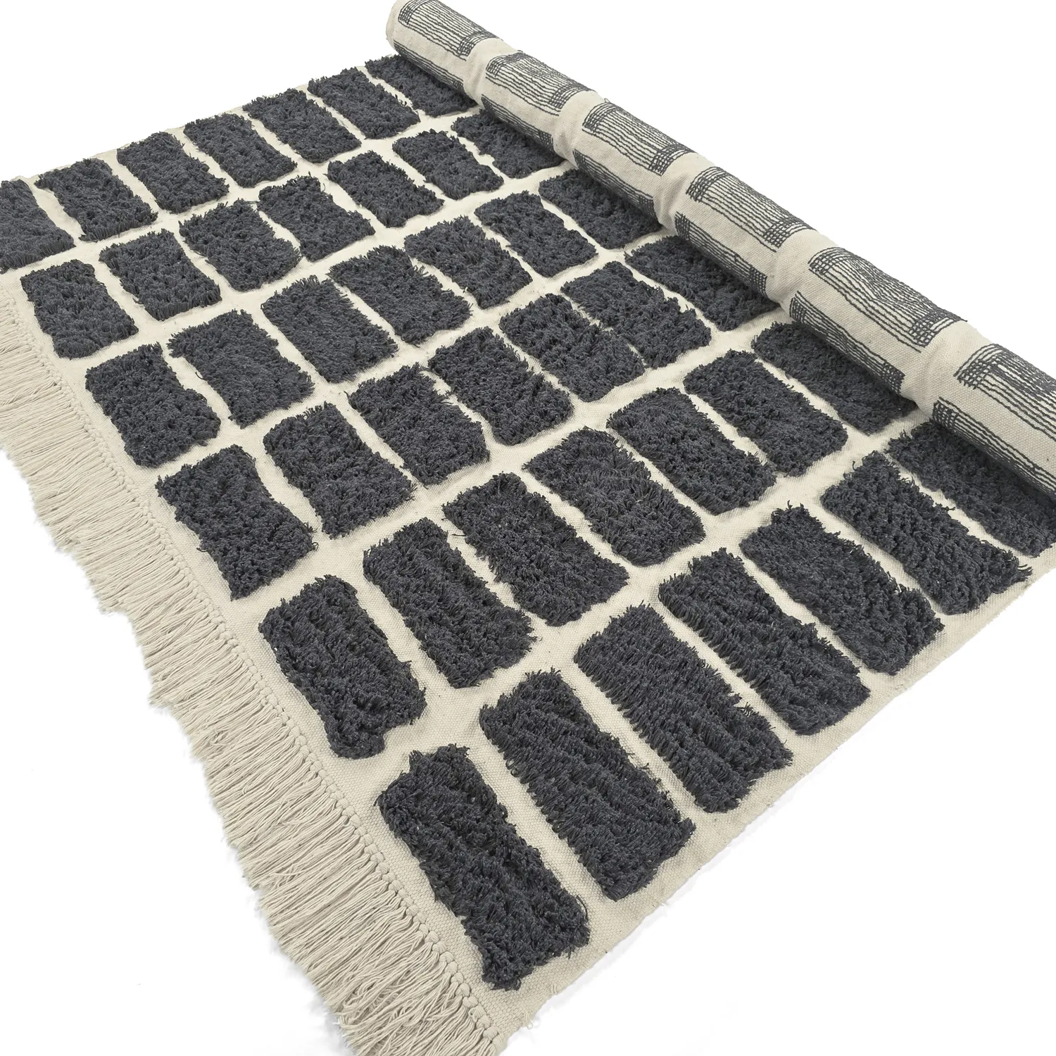 Ryatæpper - Zola Natural Cotton Shaggy (mørkegrå)