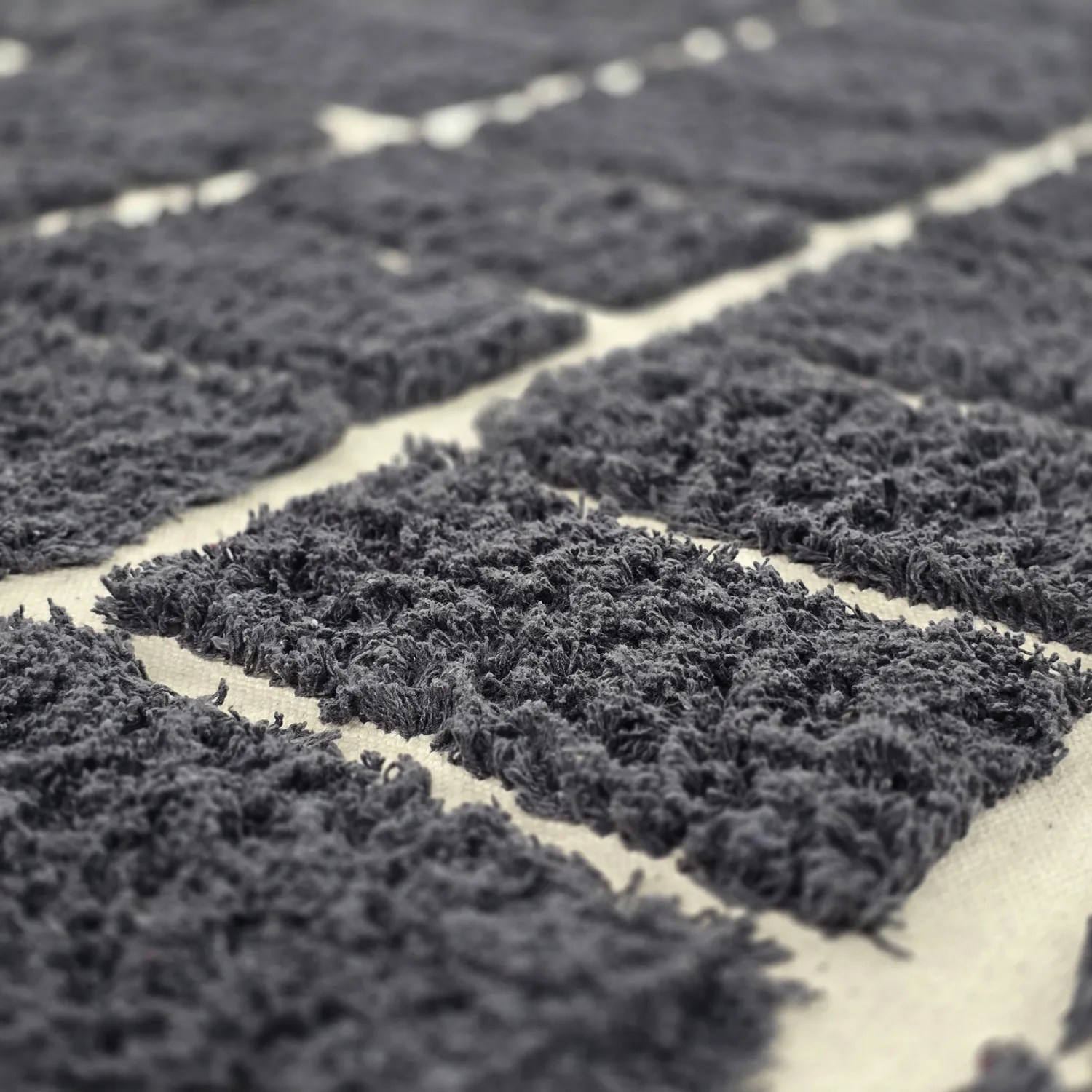 Rundt tæppe - Zola Natural Cotton Shaggy (mørkegrå)