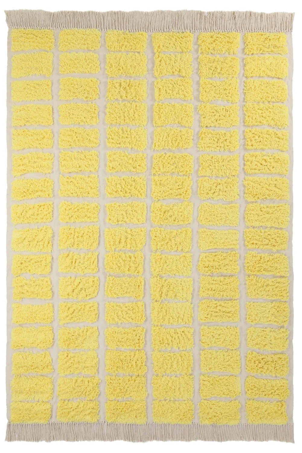 Ryatæpper - Zola Natural Cotton Shaggy (gul)