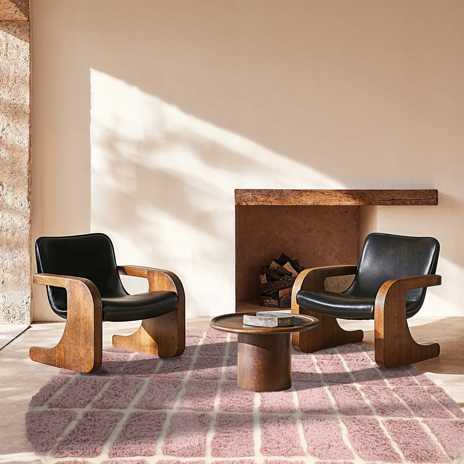 Rundt tæppe - Zola Natural Cotton Shaggy (lyserød)