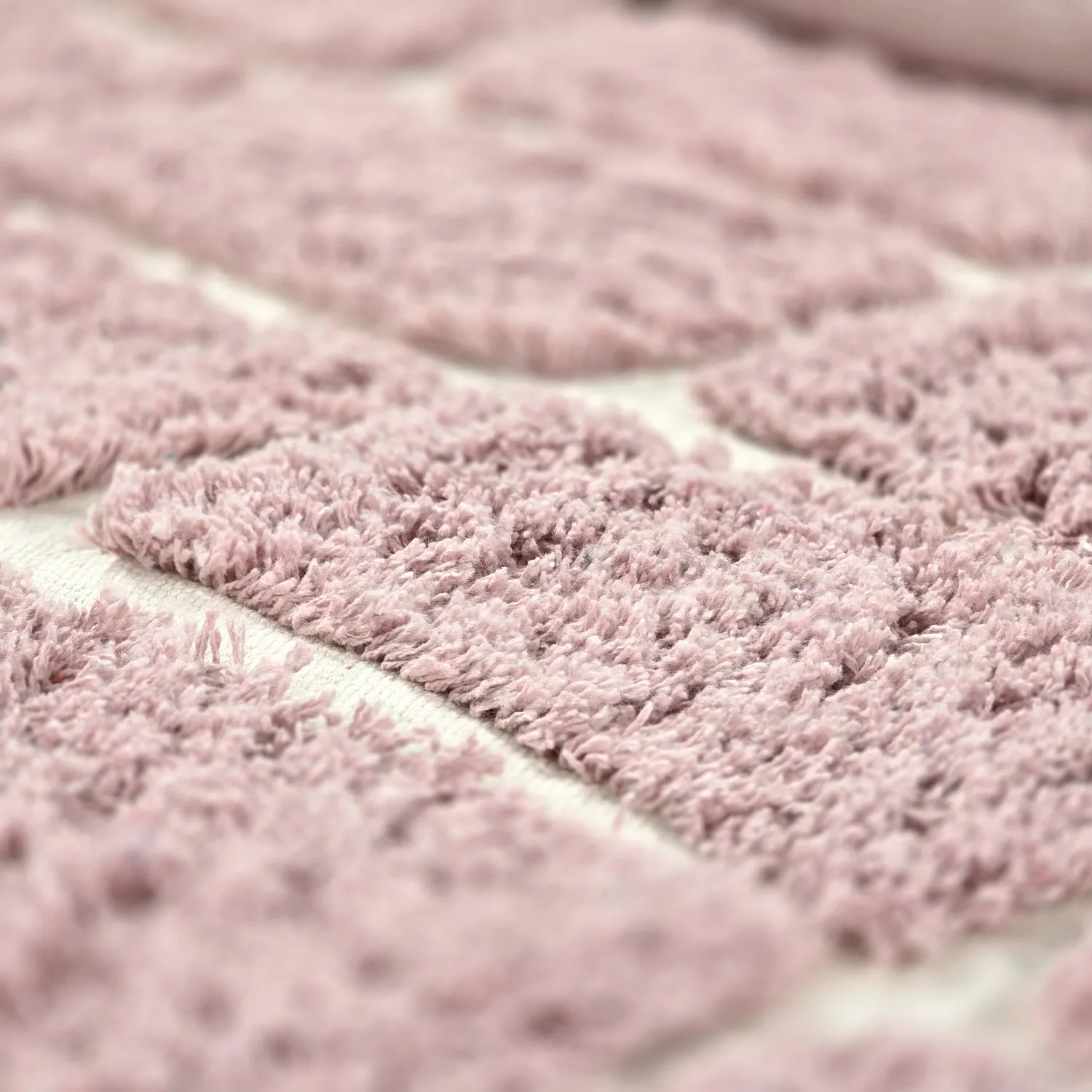 Rundt tæppe - Zola Natural Cotton Shaggy (lyserød)