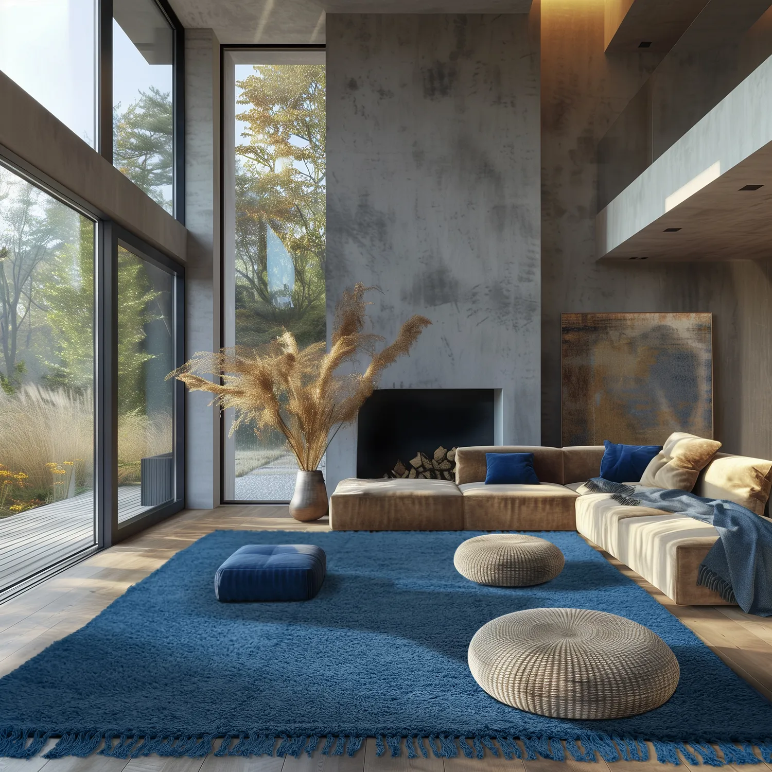 Ryatæpper - Alba Natural Cotton Shaggy (blå)