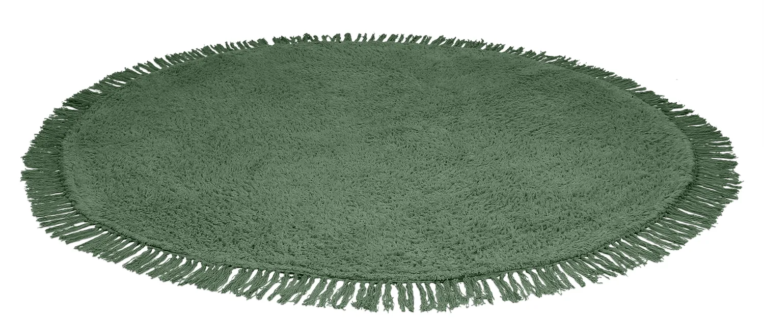Runde tæpper - Alba Natural Cotton Shaggy (grøn)