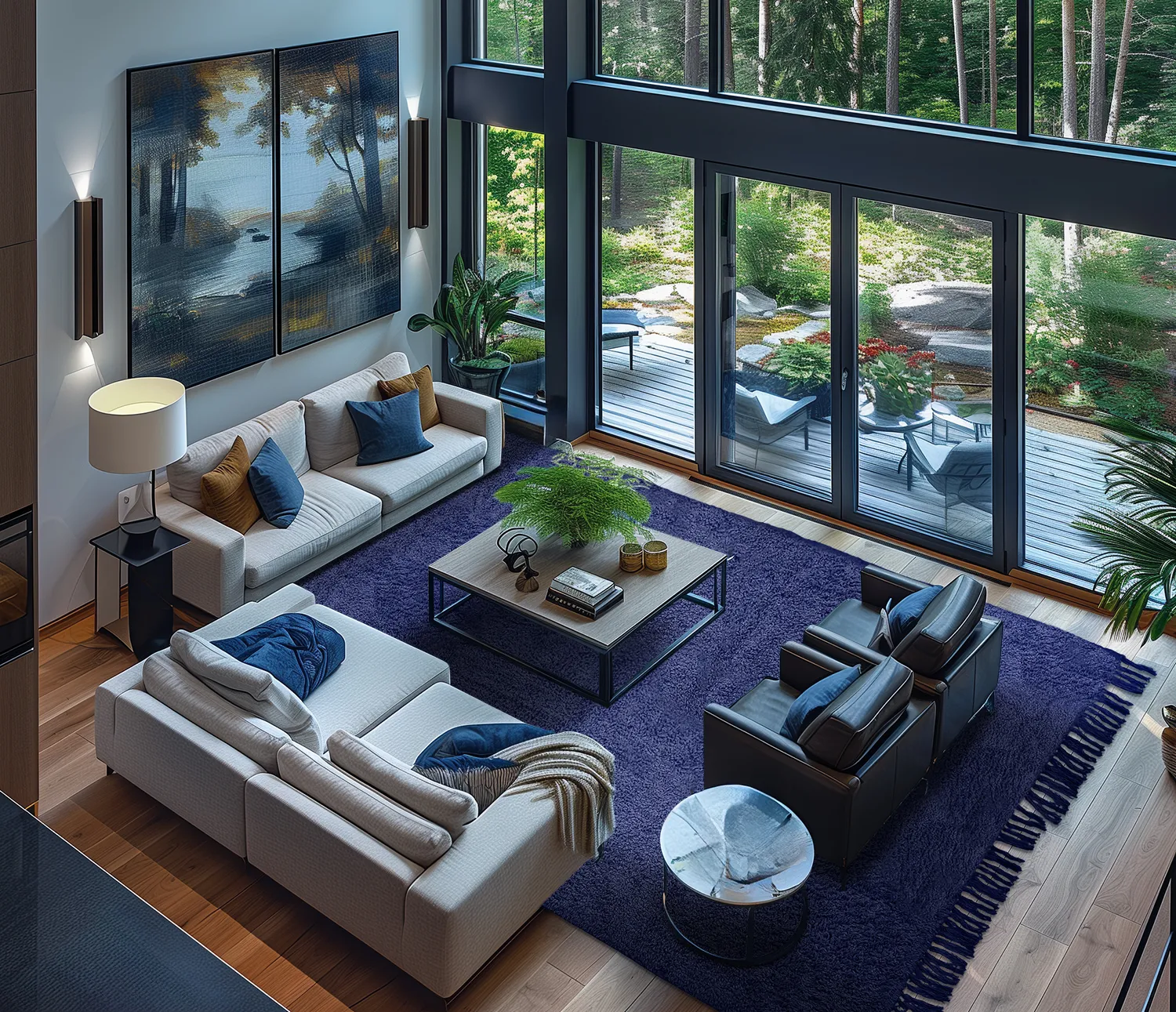 Ryatæpper - Alba Natural Cotton Shaggy (mørkeblå)