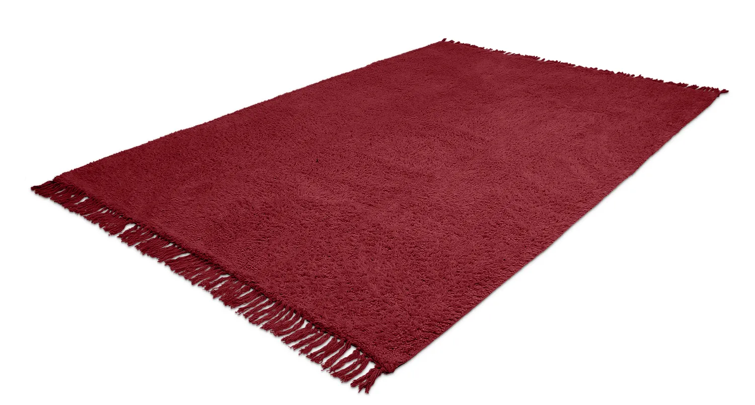 Ryatæpper - Alba Natural Cotton Shaggy (bordeaux)