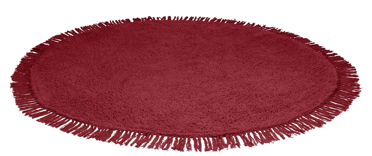 Runde tæpper - Alba Natural Cotton Shaggy (bordeaux)