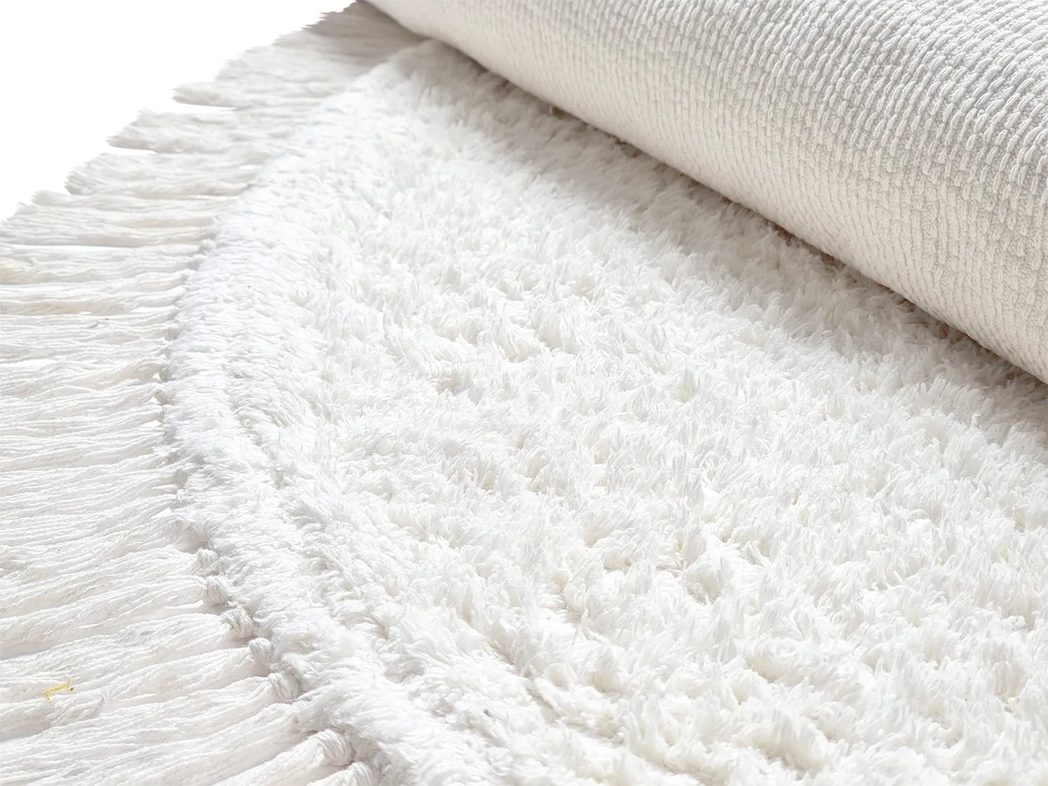 Runde tæpper - Alba Natural Cotton Shaggy (hvid)