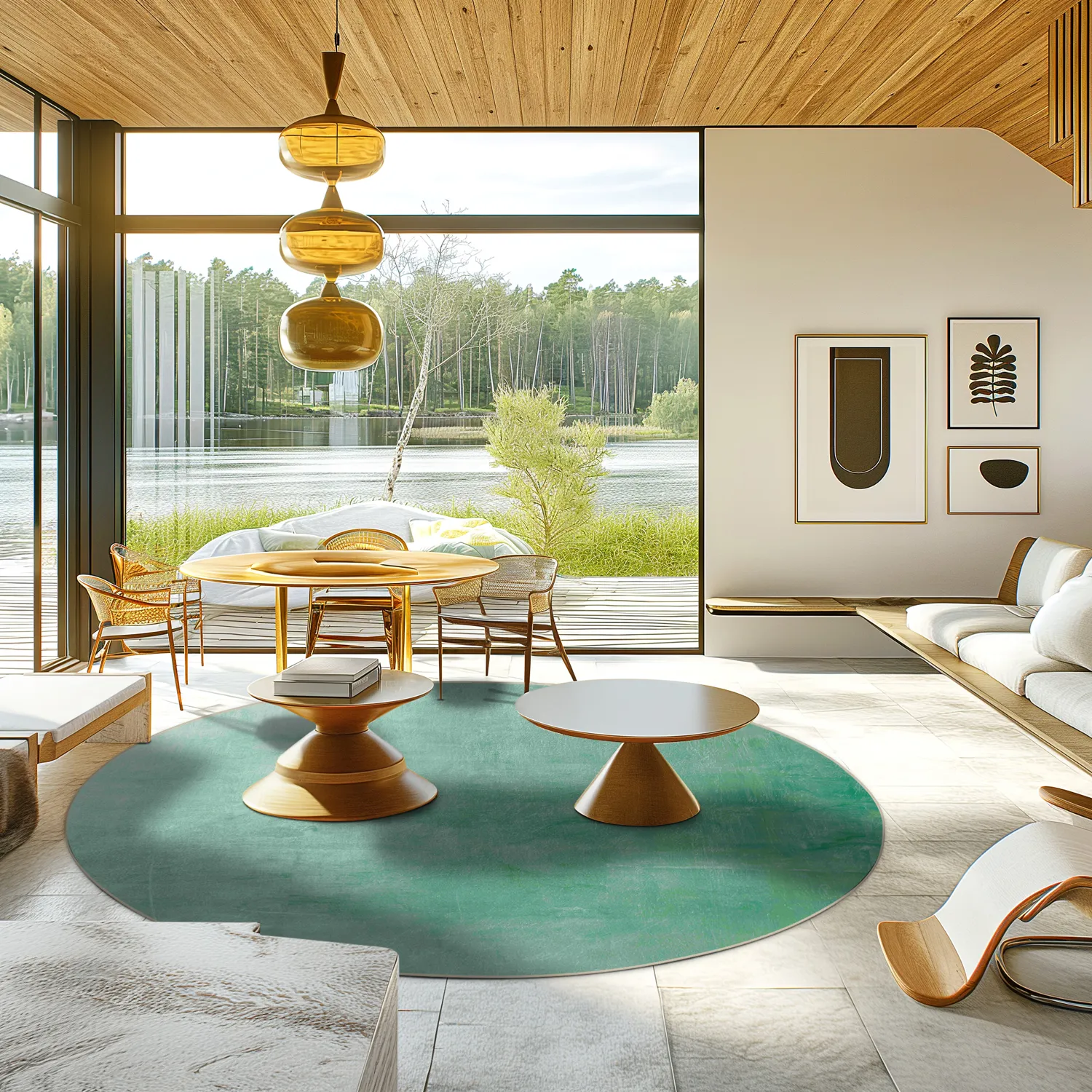 Rundt tæppe - Artena (lysegrøn)