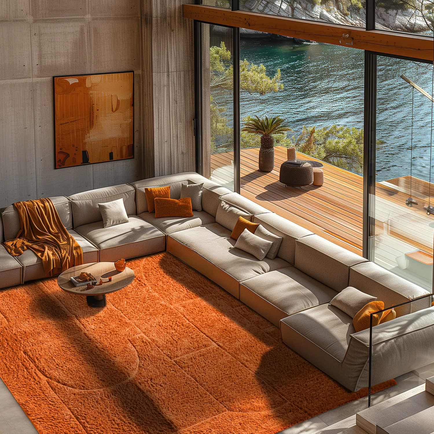 Ryatæpper - Cremona Natural Cotton Shaggy (orange)