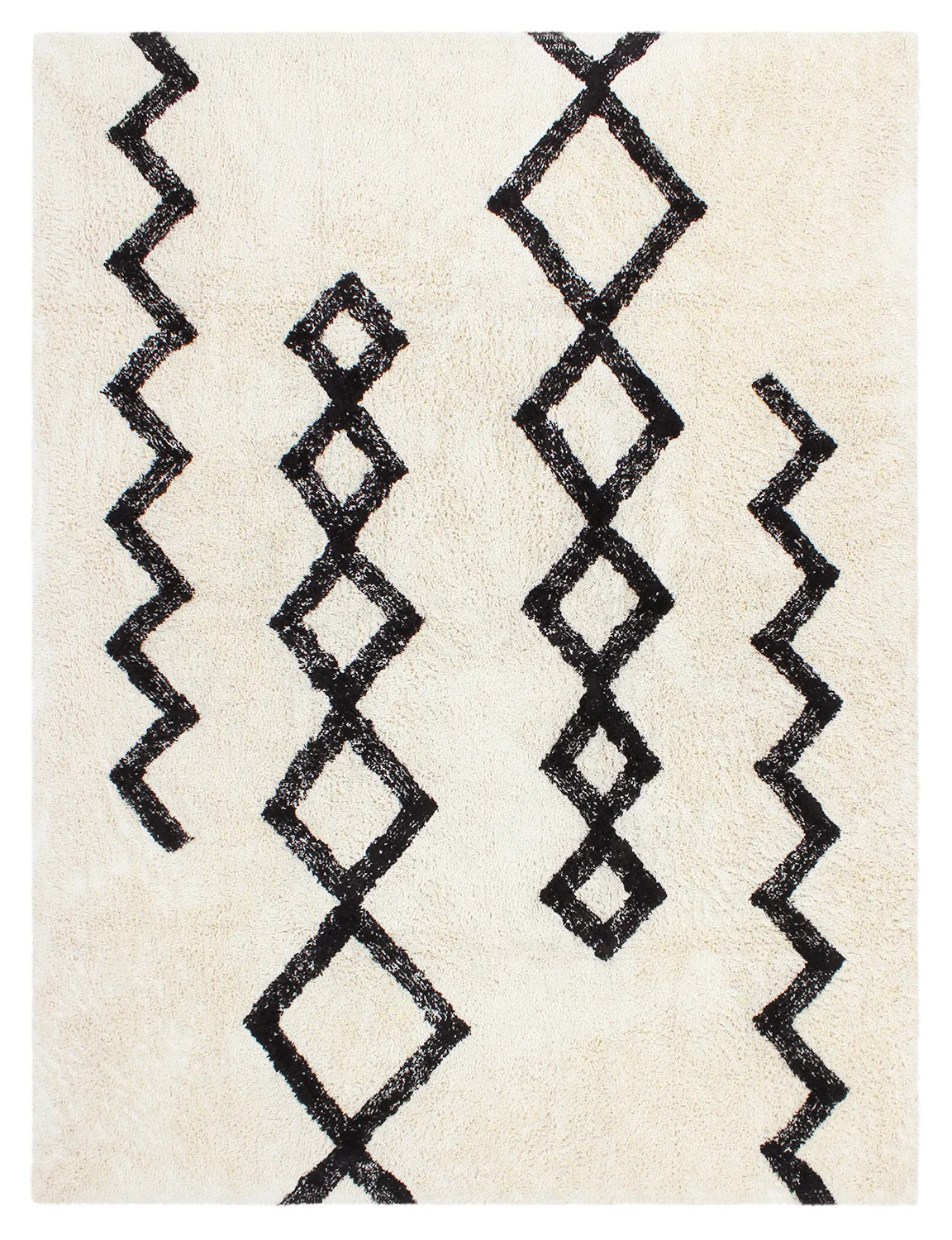 Ryatæpper - Chablis Natural Cotton Shaggy (offwhite/sort)