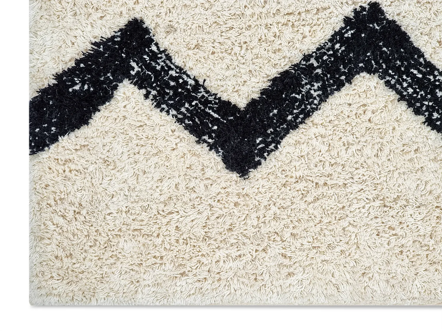 Ryatæpper - Chablis Natural Cotton Shaggy (offwhite/sort)