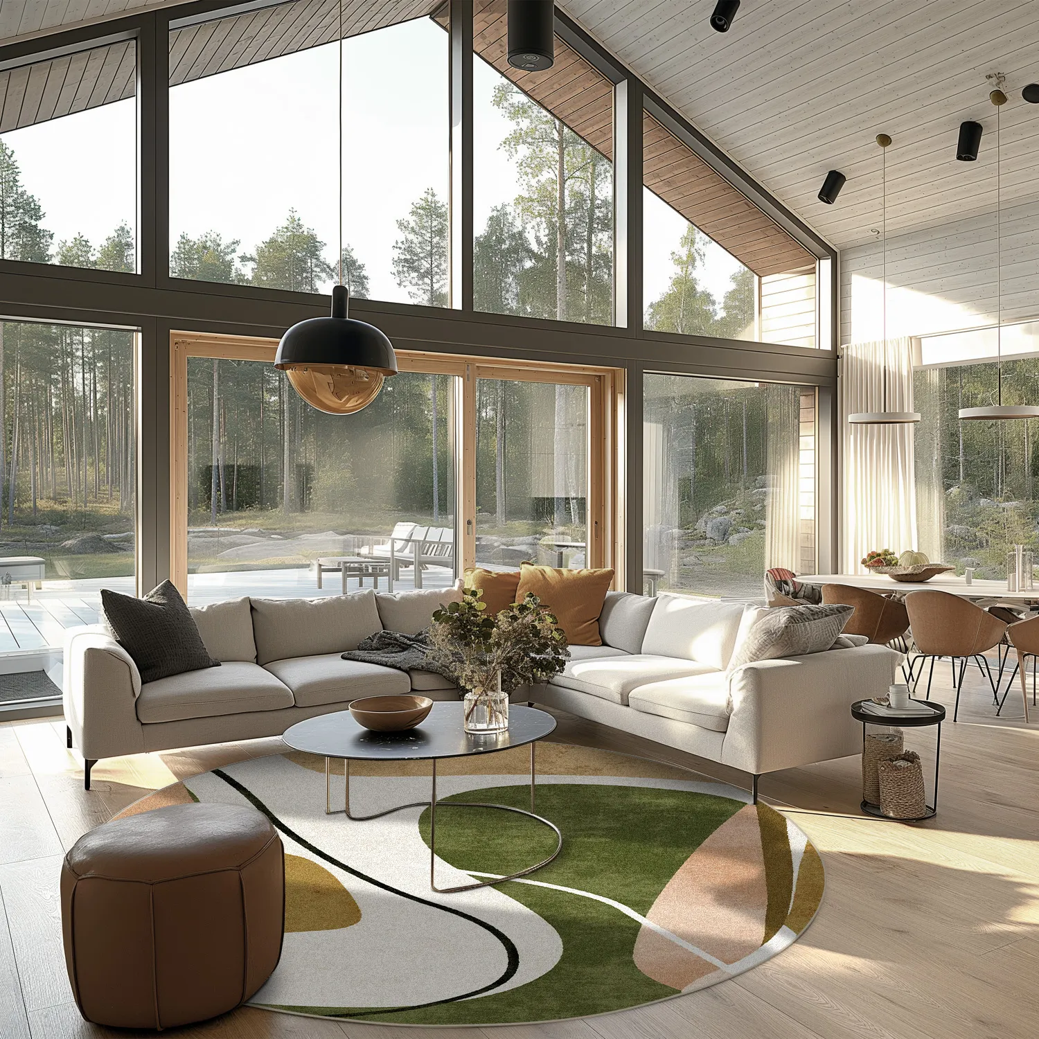 Rundt tæppe - Cressida (flerfarvet)