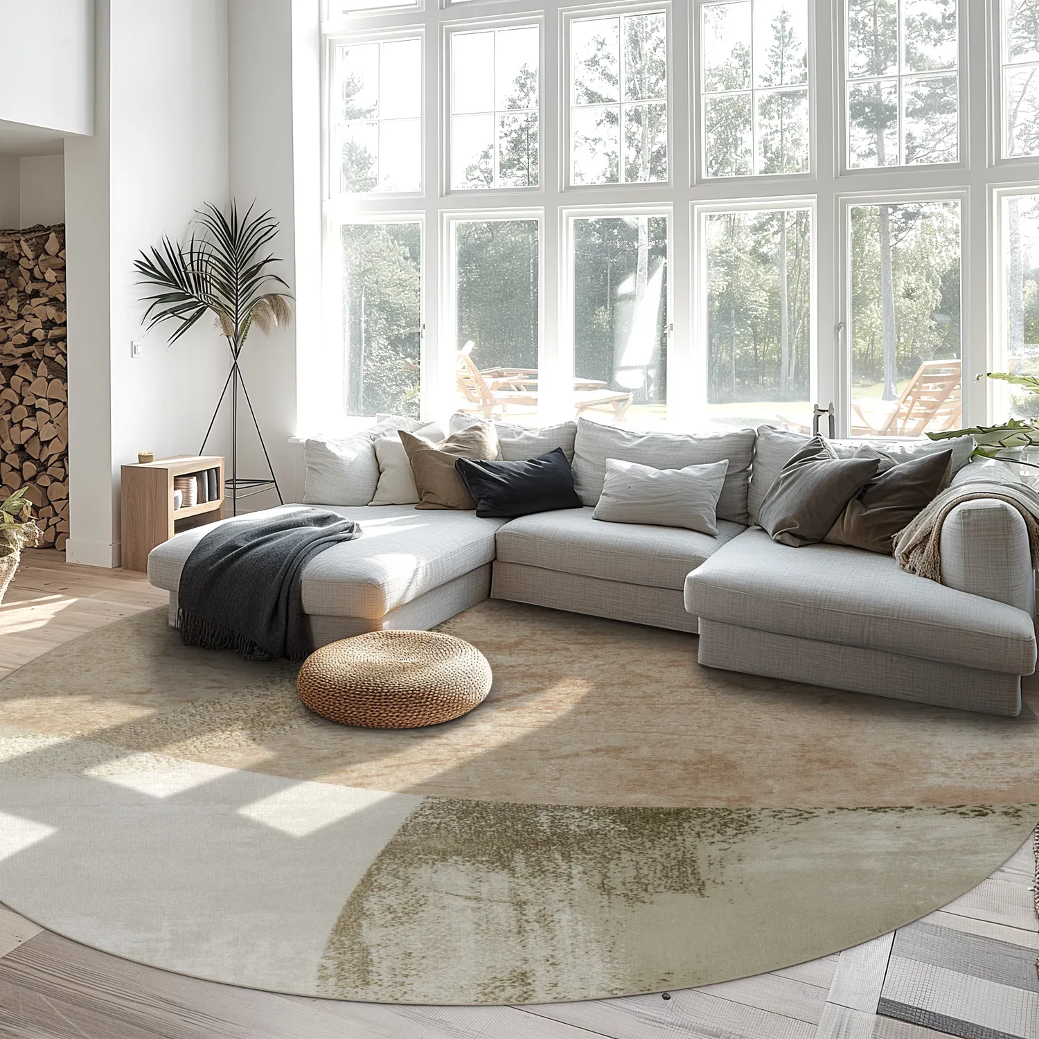 Rundt tæppe - Fia (lyserød/multi)