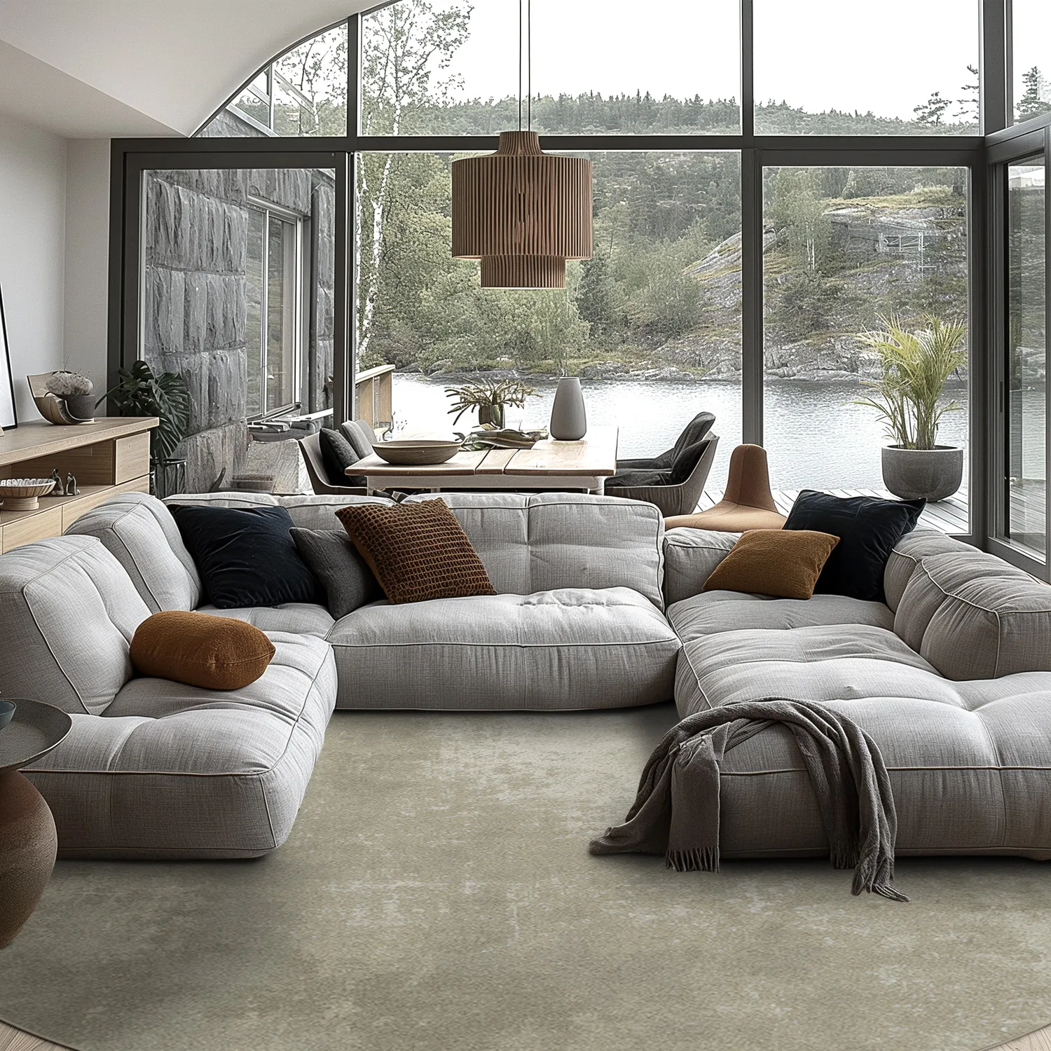 Rundt tæppe - Lynton (beige)