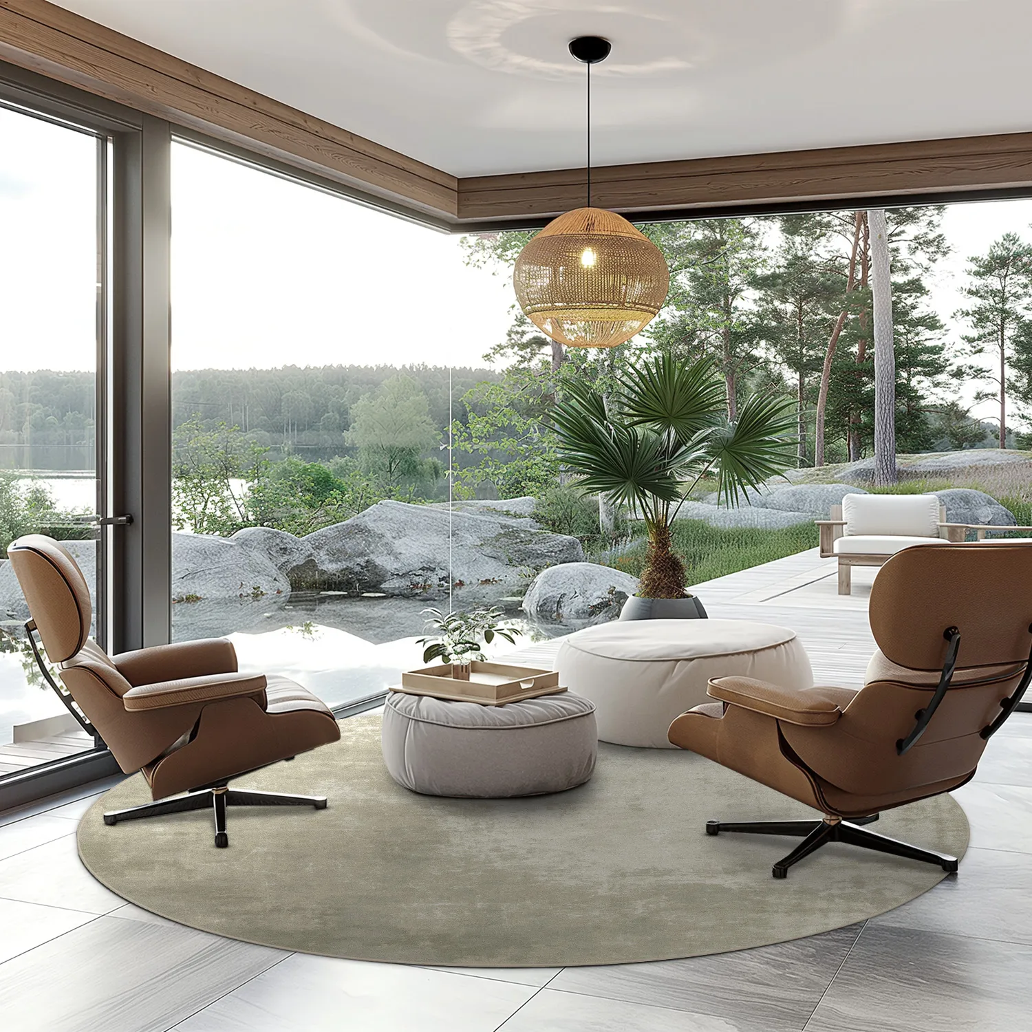 Rundt tæppe - Lynton (beige)