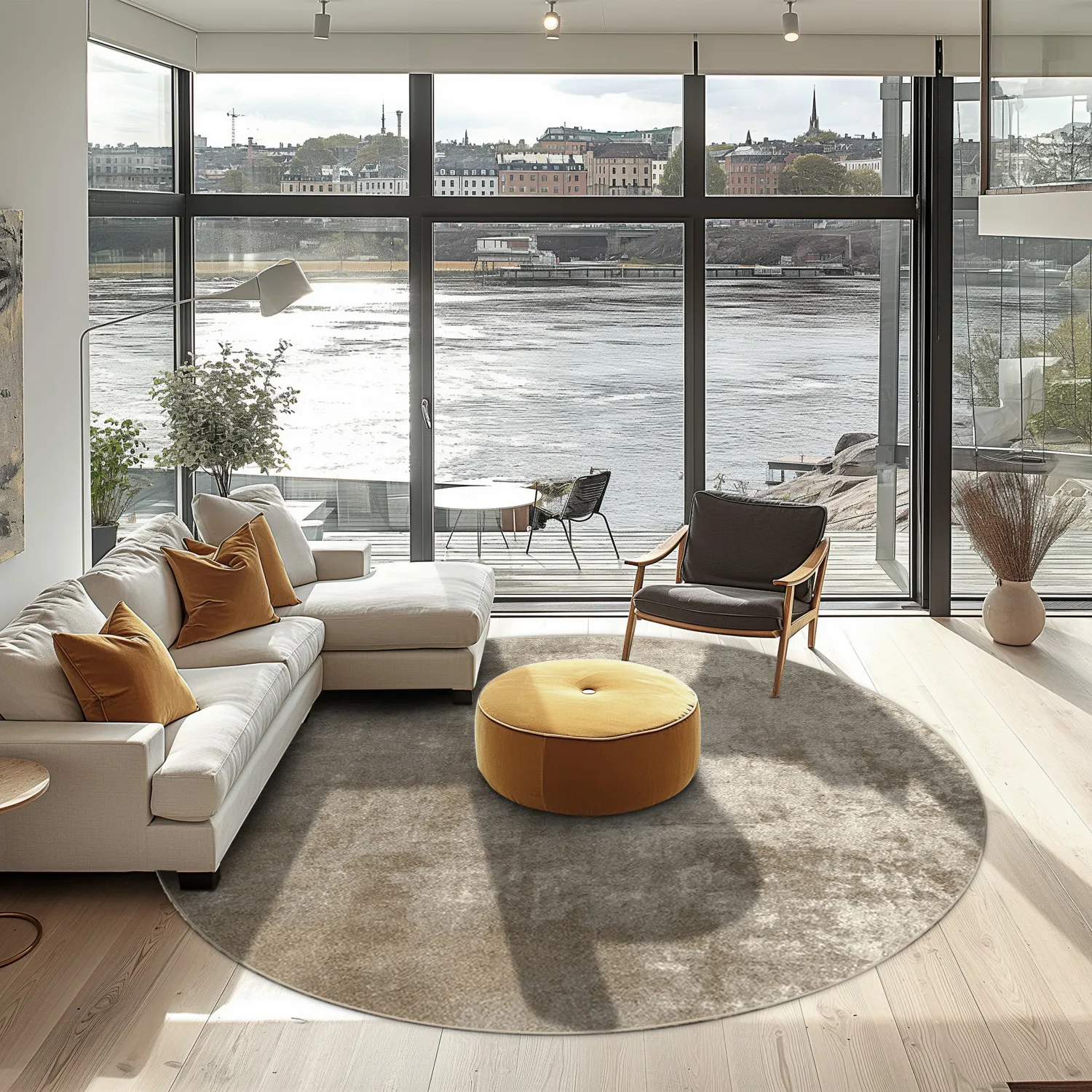 Rundt tæppe - Lynton (brun)