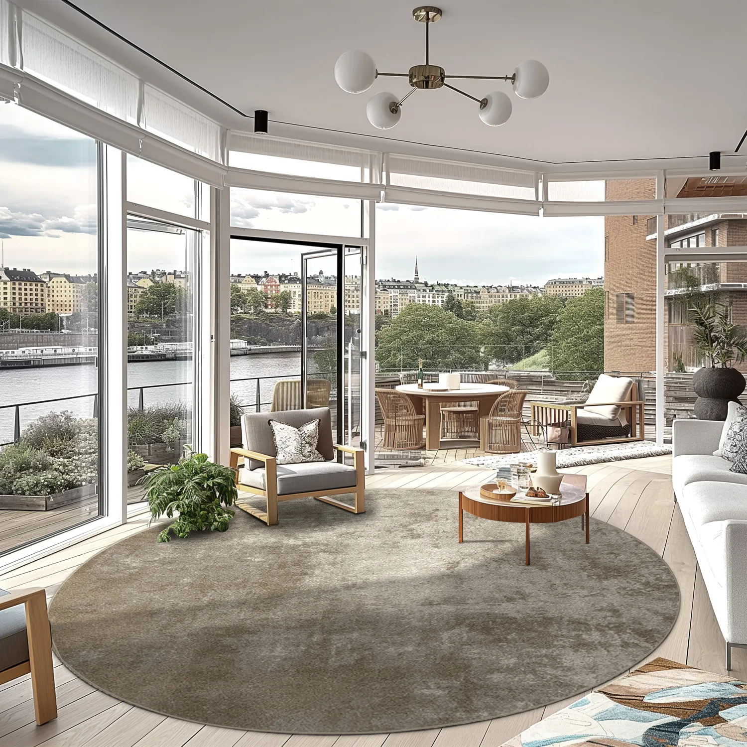 Rundt tæppe - Lynton (brun)