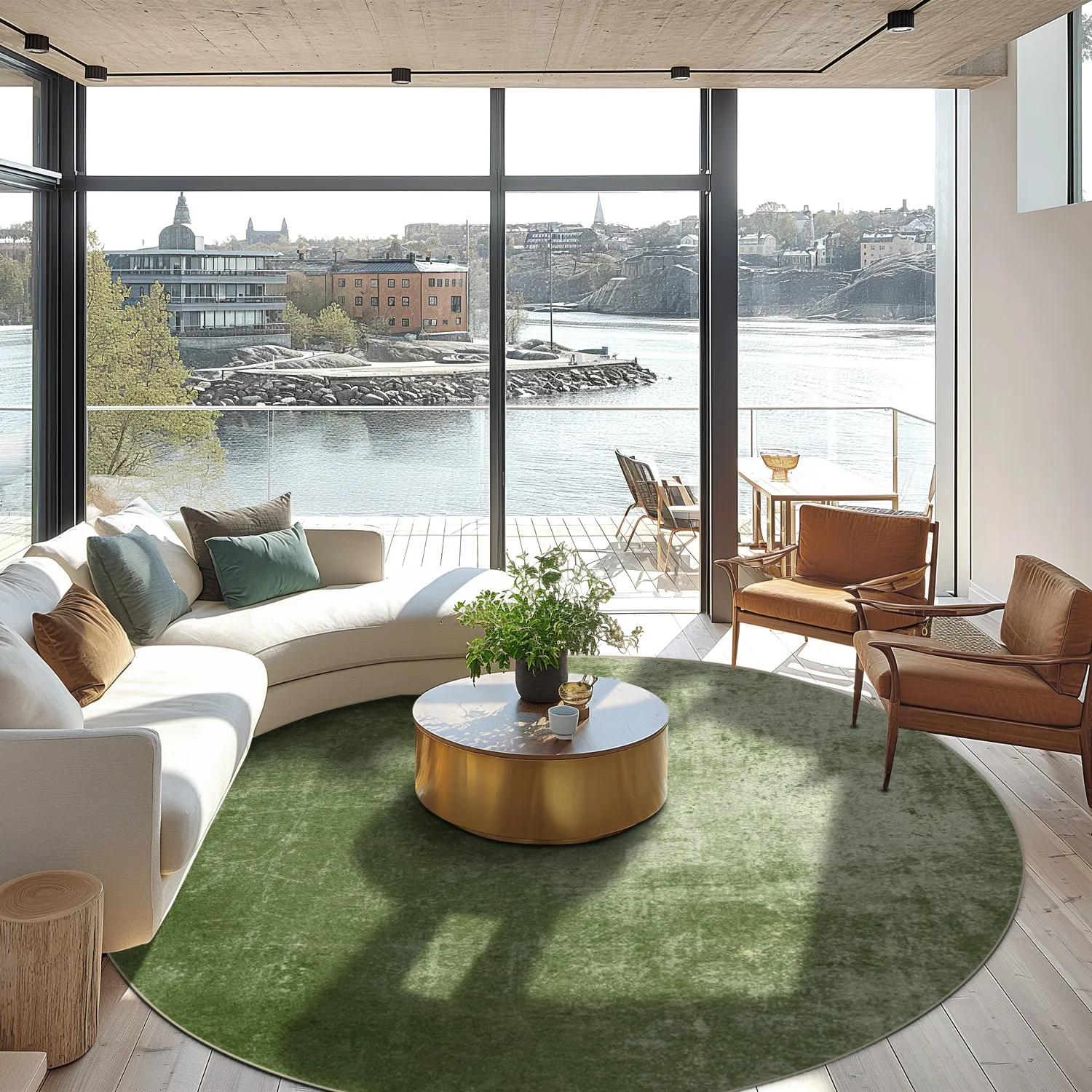 Rundt tæppe - Lynton (grøn)