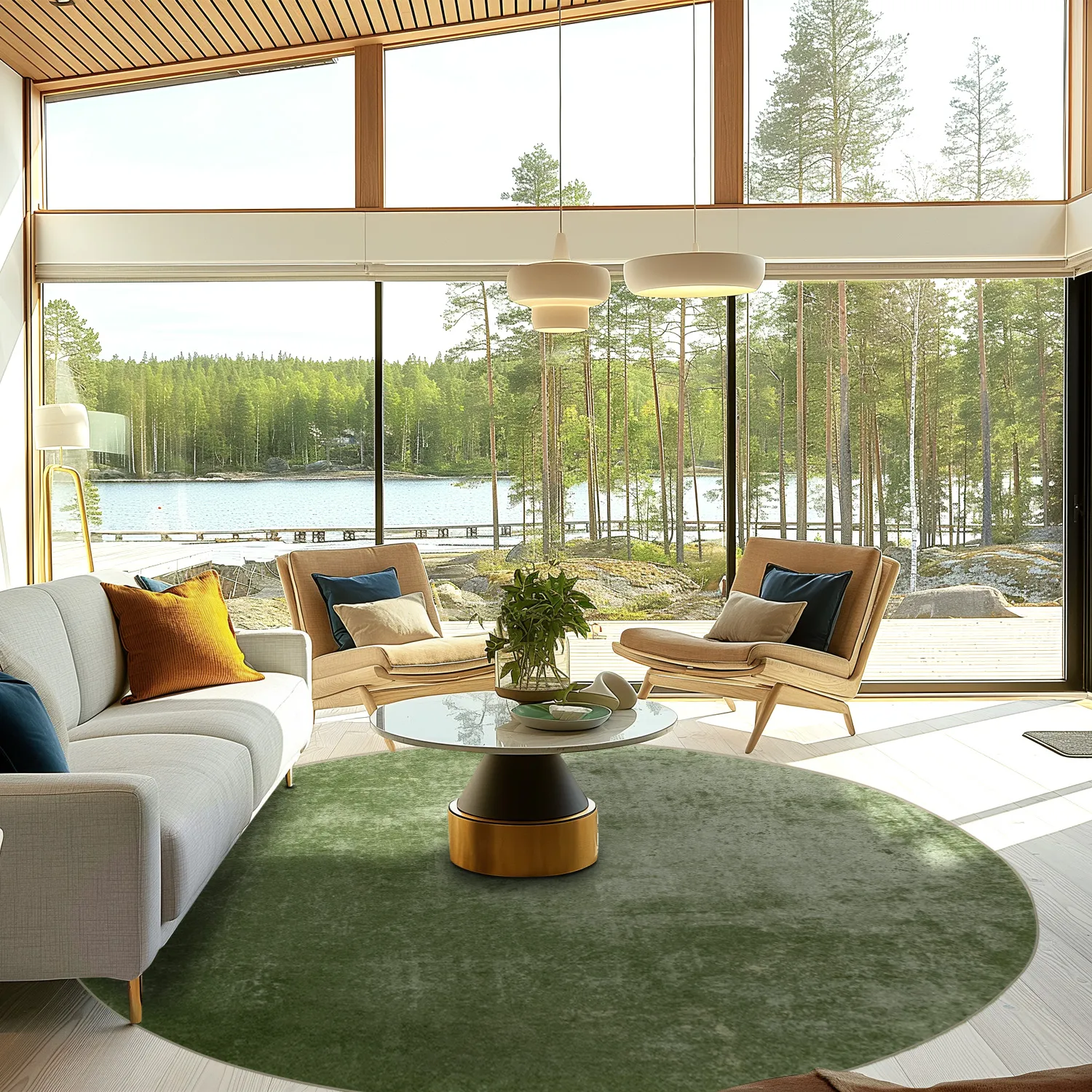 Rundt tæppe - Lynton (grøn)