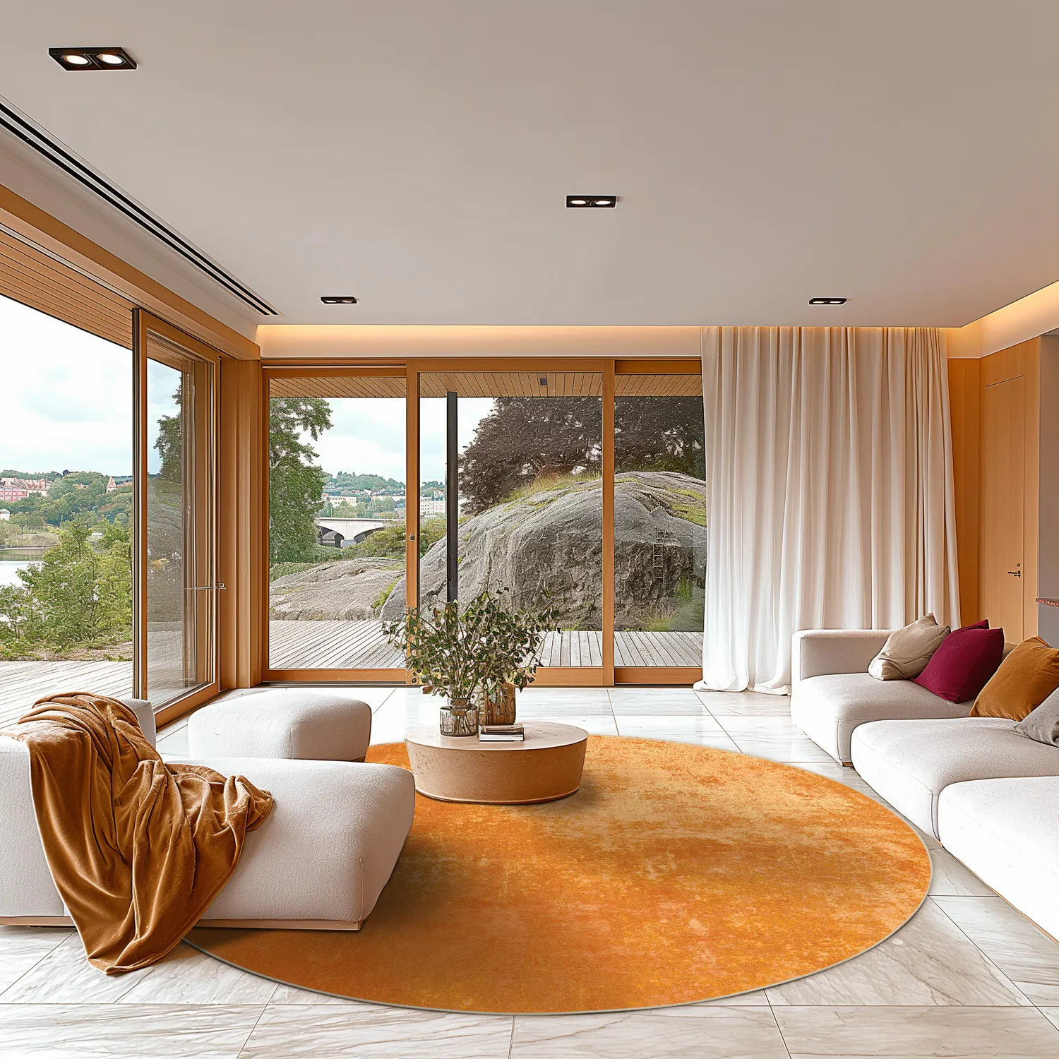 Rundt tæppe - Lynton (orange)