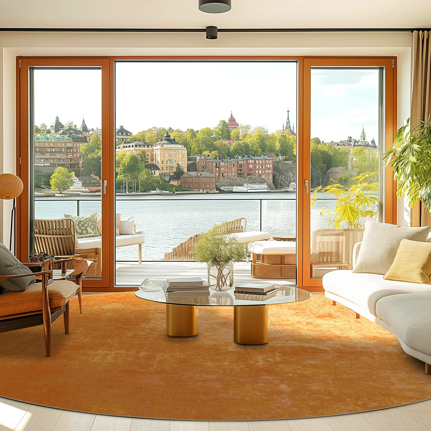 Rundt tæppe - Lynton (orange)