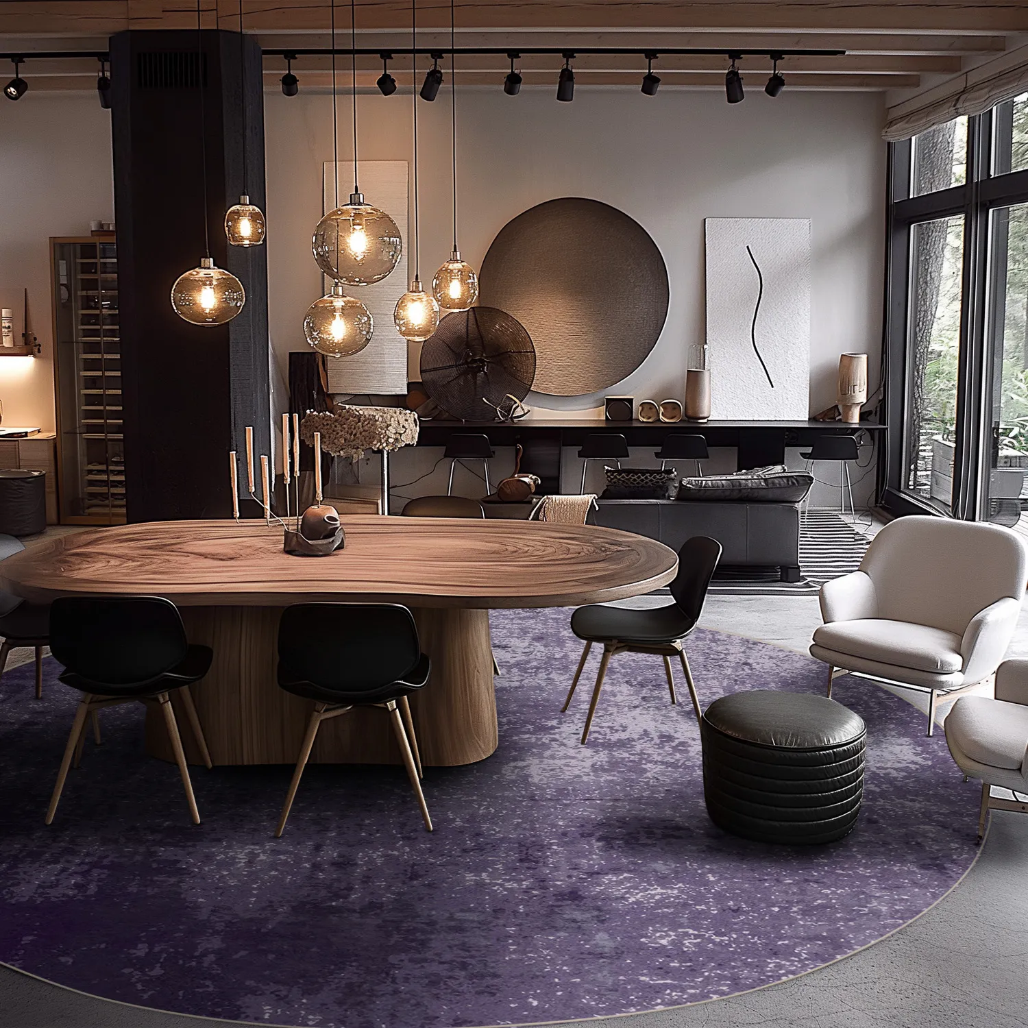 Rundt tæppe - Lynton (lilla)