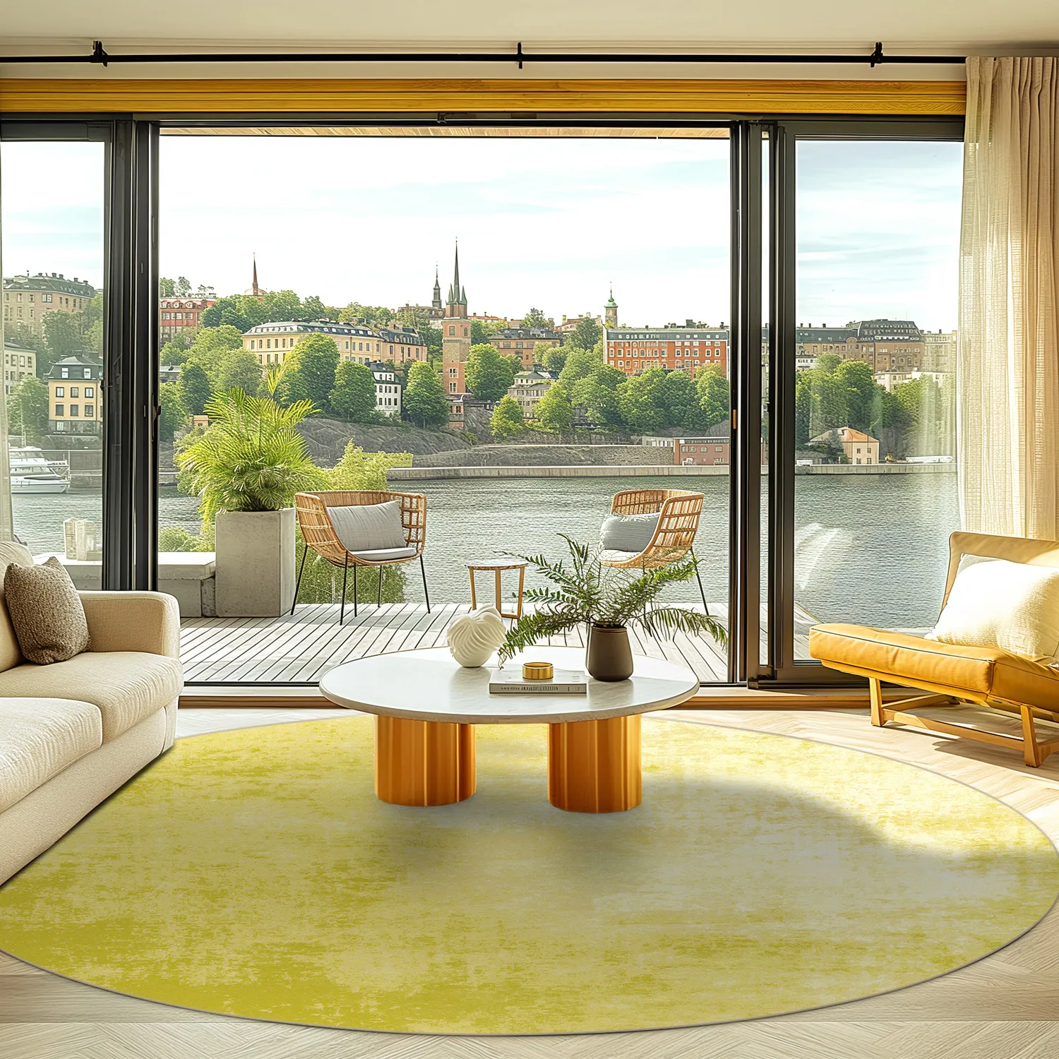 Rundt tæppe - Lynton (gul)