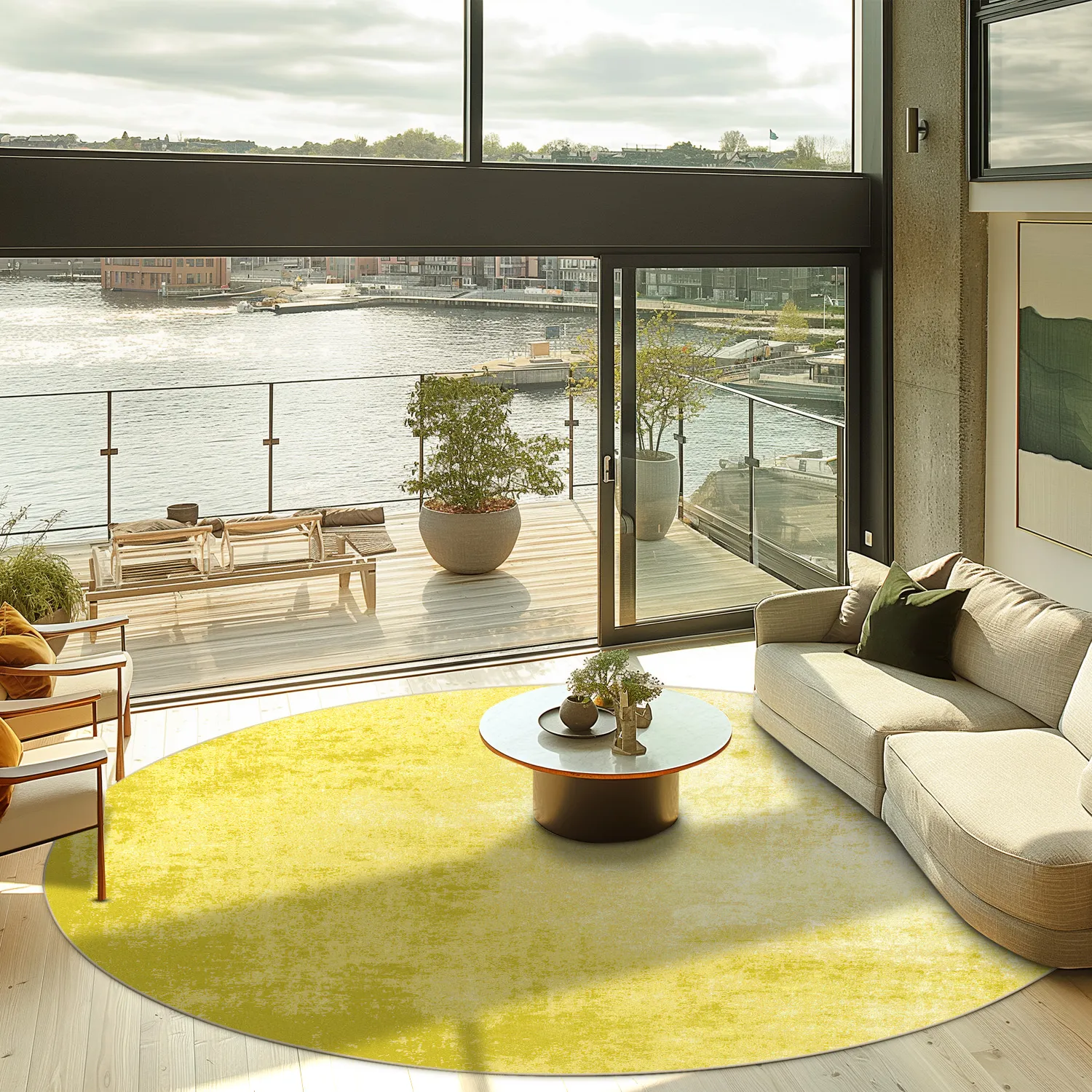 Rundt tæppe - Lynton (gul)