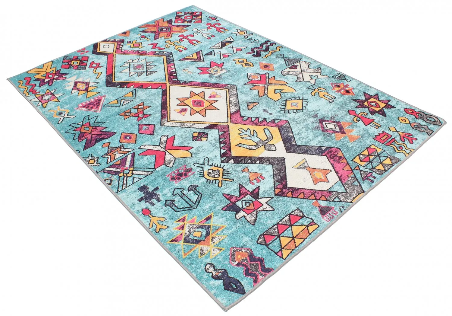 Wilton-tæppe - Misare (blå/multi)