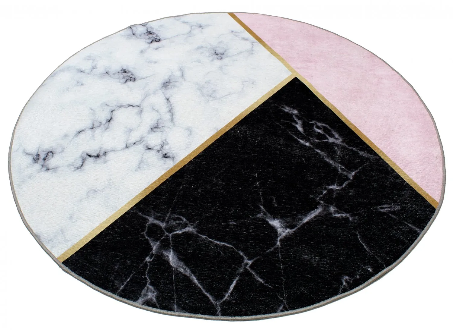 Rundt tæppe - Savino (sort/hvid/lyserød)