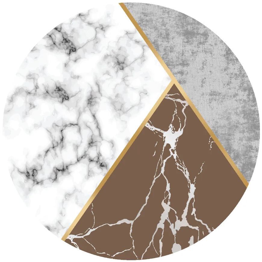 Rundt tæppe - Savino (grå/hvid/brun)