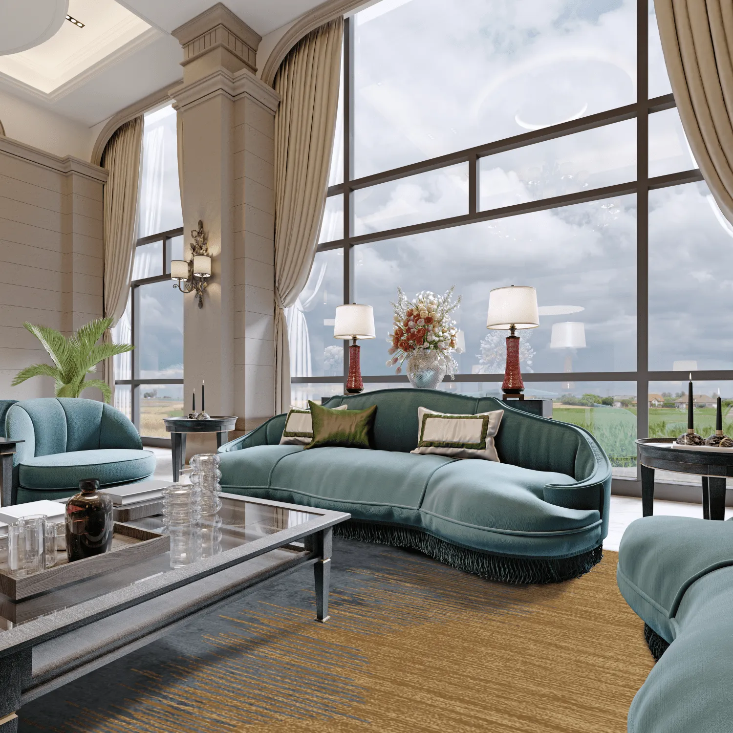 Wilton-tæppe - Mileto (grå/guld)