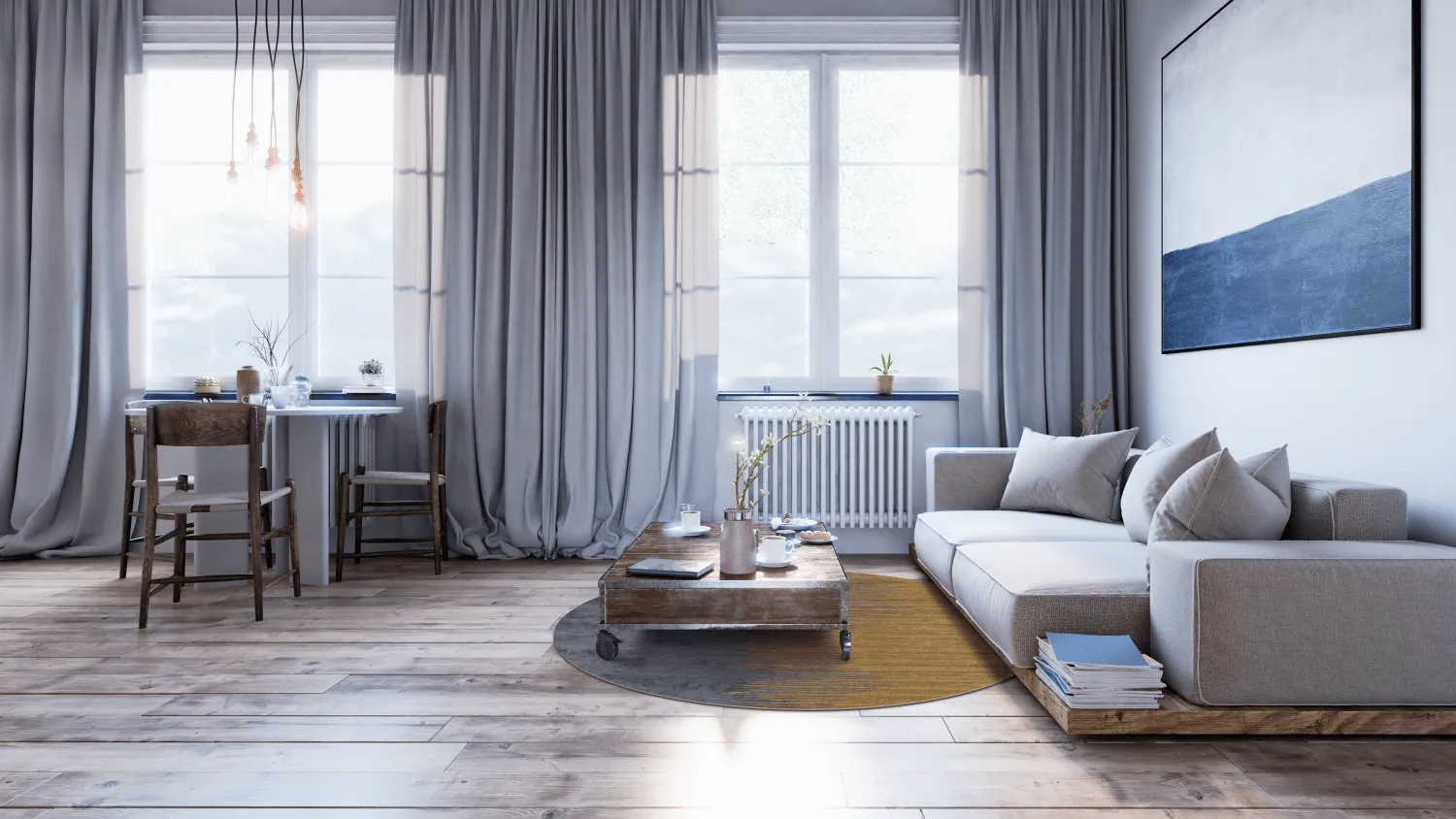 Rundt tæppe - Mileto (grå/guld)