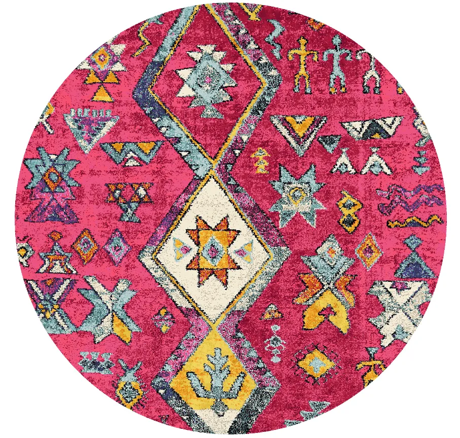 Rundt tæppe - Misare (lyserød/multi)