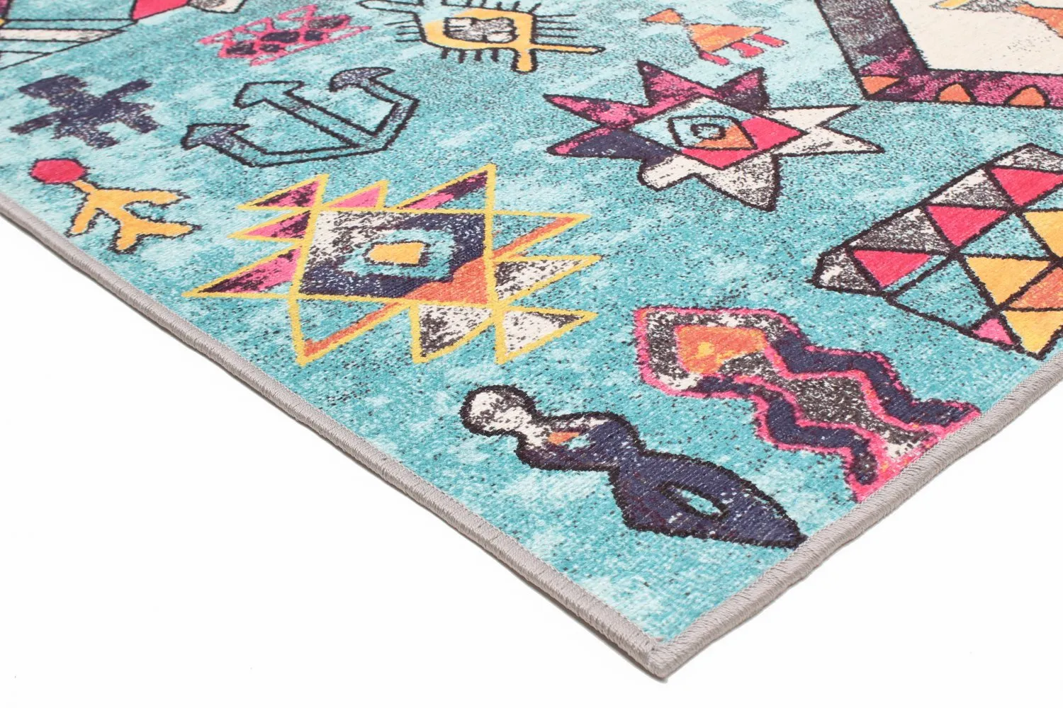 Wilton-tæppe - Misare (blå/multi)