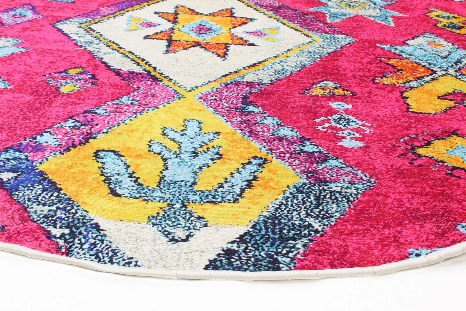 Rundt tæppe - Misare (lyserød/multi)