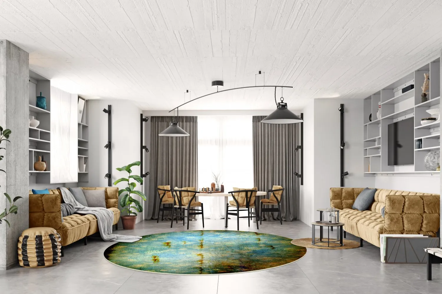 Rundt tæppe - Livno (multi)