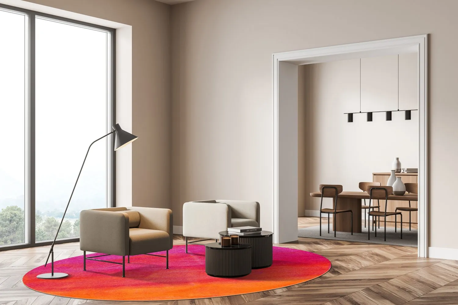 Rundt tæppe - Moura (multi)