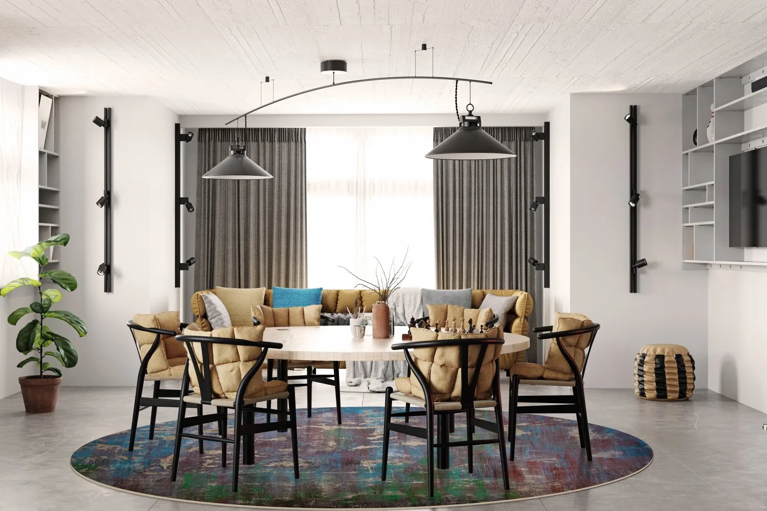 Rundt tæppe - Aviano (multi)