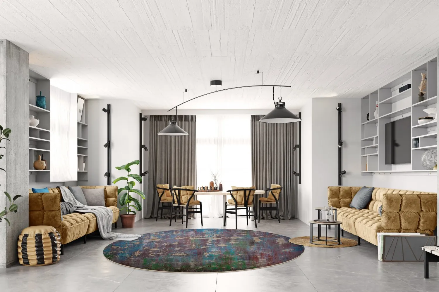 Rundt tæppe - Aviano (multi)