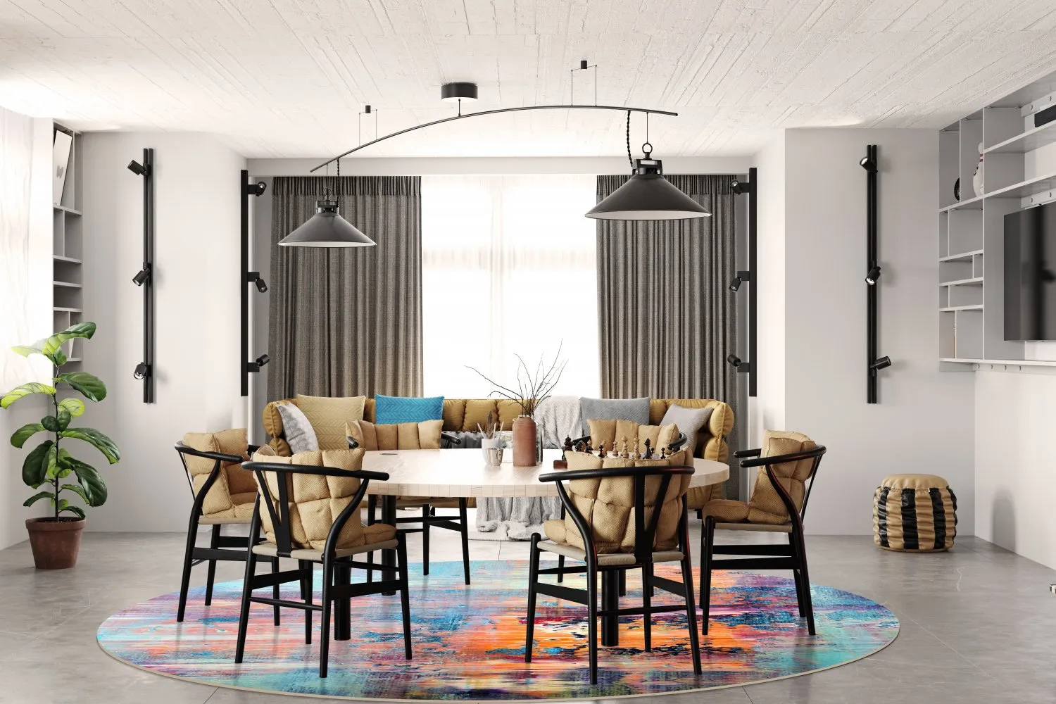 Rundt tæppe - Levico (multi)