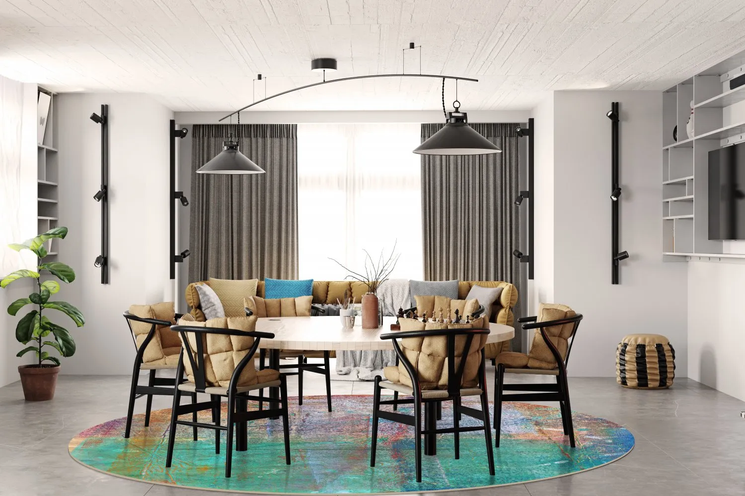 Rundt tæppe - Trento (multi)