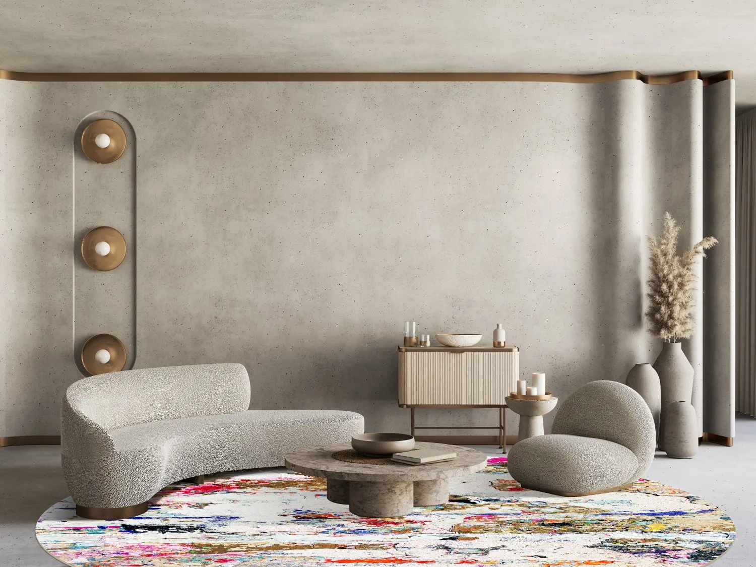 Rundt tæppe - Monza (multi)