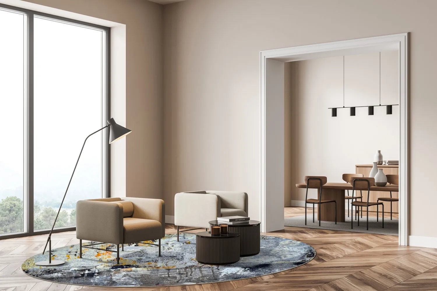 Rundt tæppe - Pias (multi)